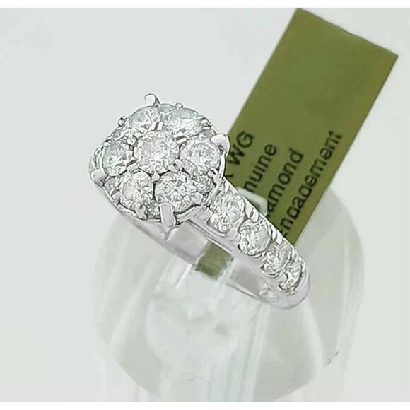 Genuine 1.60 Cts Diamonds Engagement Ring Solid 14k White Gold - Picture 6 of 6